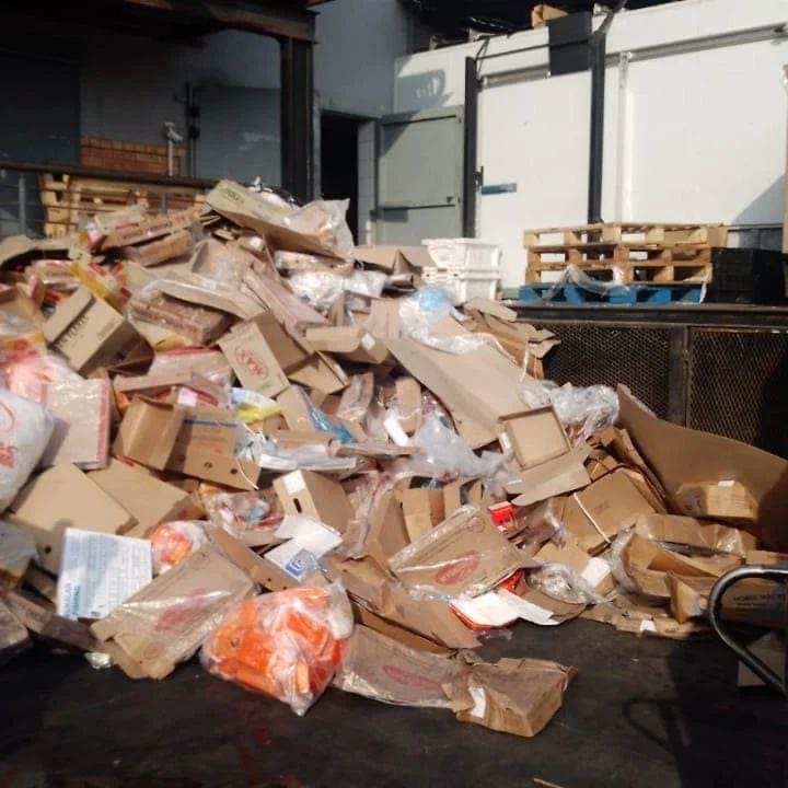 Plastic and cardboard garbage for recycling